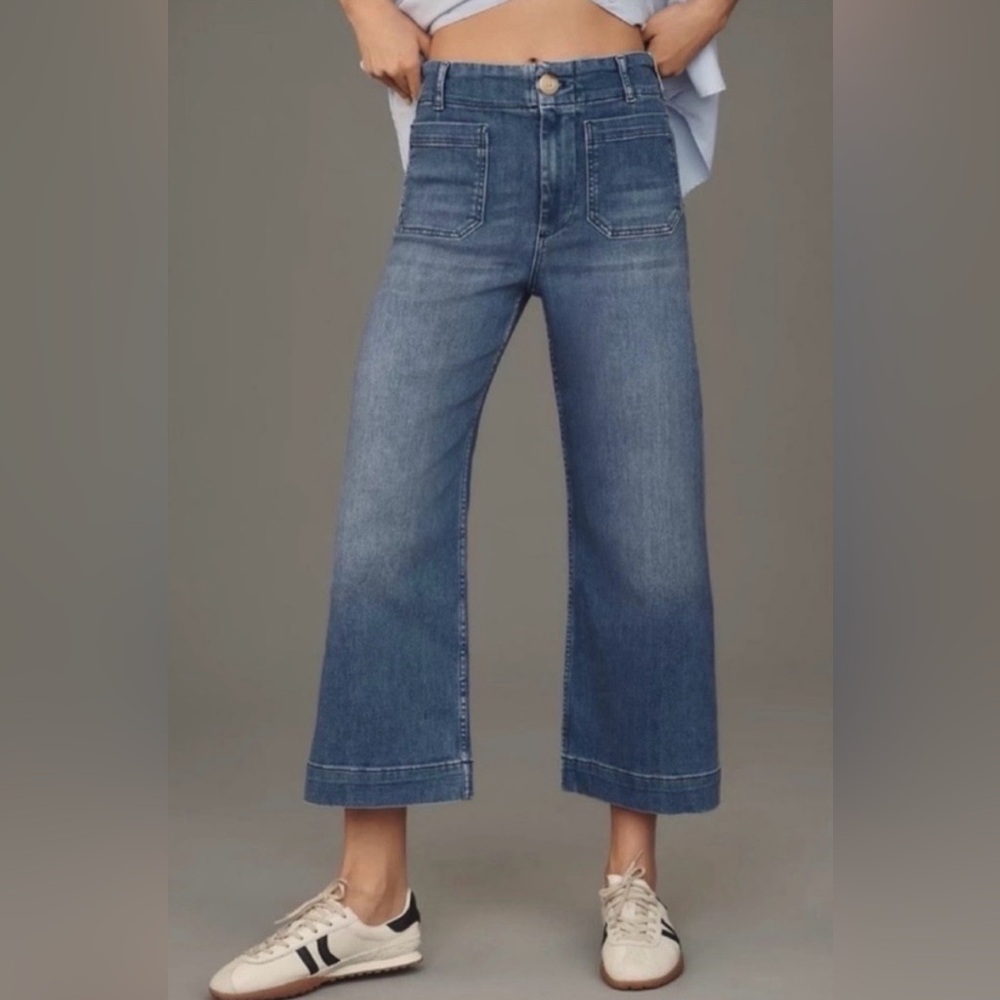Anthropologie Maeve The Collette Denim Cropped Wide-Leg Jeans